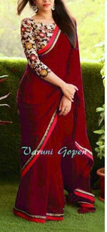 Womens Maroon Color Georgette Saree With Blouse