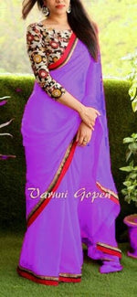 Womens Purple Color Georgette Saree With Blouse