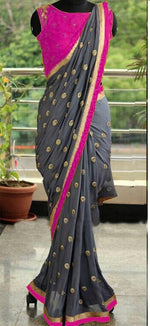 Womens Pink Color Georgette Saree With Blouse