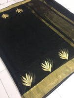 Womens Black Color Art Silk Weaving Saree With Blouse