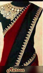 Womens Maroon Color Georgette Saree With MirrorBlouse