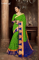 Womens Green Color Marquriy silk Saree With Blouse
