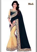 Womens Black Color Georgette & Heavy Lycra Scut Saree With Blouse