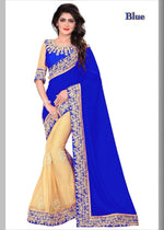 Womens Blue Color Georgette & Heavy Lycra Scut Saree With Blouse