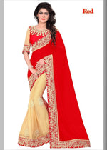 Womens Red Color Georgette & Heavy Lycra Scut Saree With Blouse