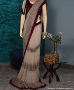 Womens Cream Color Georgette Saree With Blouse