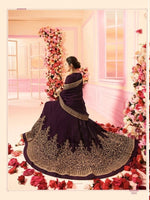 Women Wine Color Printed Ethnic Desighn Gown
