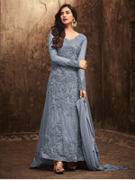 Women Gray Color Printed Ethnic Desighn Gown
