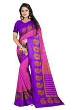 Womens Pink Color Maalgudi Silk Designer Saree With Blouse