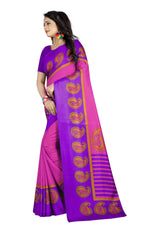 Womens Pink Color Maalgudi Silk Designer Saree With Blouse