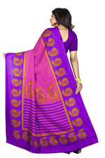 Womens Pink Color Maalgudi Silk Designer Saree With Blouse