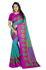 Womens Rama Color Maalgudi Silk Designer Saree With Blouse