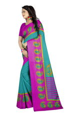 Womens Rama Color Maalgudi Silk Designer Saree With Blouse