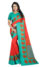 Womens Red Color Maalgudi Silk Designer Saree With Blouse