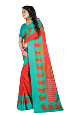 Womens Red Color Maalgudi Silk Designer Saree With Blouse