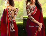 Womens Maroon Color Georgette Saree With Blouse