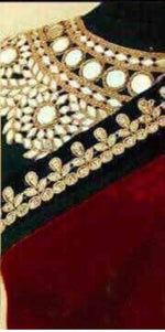 Womens Maroon Color Georgette Saree With MirrorBlouse