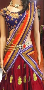 Womens Maroon Color  SATIN Lehanga Choli