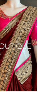 Womens Maroon Color Satin Georgette Saree With Blouse