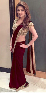 Womens Maroon Color GEORGETTE Saree With Blouse