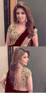Womens Maroon Color GEORGETTE Saree With Blouse