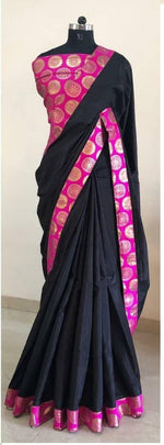 Womens Pink Color Sana Silk Saree With Jacquard Less And Blouse