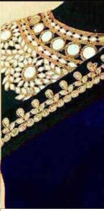 Womens Navy Blue Color Georgette Saree With MirrorBlouse