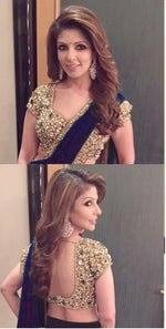 Womens Navy Blue Color GEORGETTE Saree With Blouse