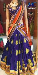 Womens Navy Blue Color  SATIN Lehanga Choli