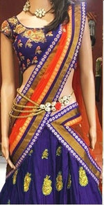 Womens Navy Blue Color  SATIN Lehanga Choli