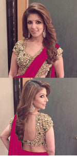 Womens New Pink Color GEORGETTE Saree With Blouse