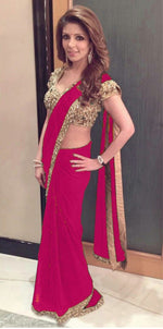 Womens New Pink Color GEORGETTE Saree With Blouse
