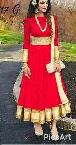 Women Red Color Rasal Net Anarkali With Dupatta