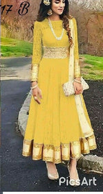 Women Yellow Color Rasal Net Anarkali With Dupatta