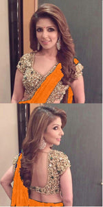 Womens Orange Color GEORGETTE Saree With Blouse