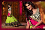 Womens Green-Pink Color Net Lehanga Lehanga Choli