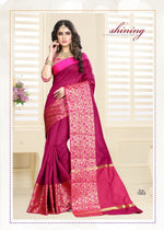 Womens Pink Color Pure Crystal Silk Saree With Blouse