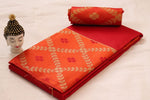 Womens Red Color Pure Crystal Silk Saree With Blouse