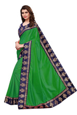 Womens Green Color Poly Silk Saree With Plain With Lace Work
