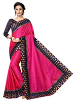 Womens Pink Color Poly Silk Saree With Plain With Lace Work