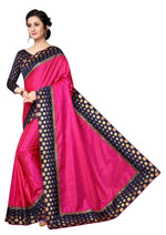 Womens Pink Color Poly Silk Saree With Plain With Lace Work