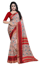 Womens Red Color Maalgudi Silk Designer Saree With Blouse