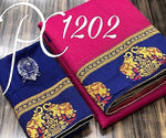 Womens Rani Color Pure Chanderi Cotton Saree With Hathi Figure Border Work