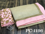 Womens Pink Color Chanderi Cotton Saree With Embroidery Sequence Work