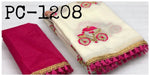 Womens White Color Pure Chanderi Cotton Saree With Embroidery Work