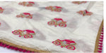 Womens White Color Pure Chanderi Cotton Saree With Embroidery Work