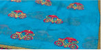 Womens Sky Blue Color Pure Chanderi Cotton Saree With Embroidery Work