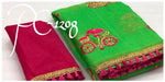 Womens Green Color Pure Chanderi Cotton Saree With Embroidery Work