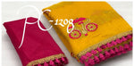 Womens Yellow Color Pure Chanderi Cotton Saree With Embroidery Work