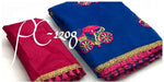 Womens Blue Color Pure Chanderi Cotton Saree With Embroidery Work
